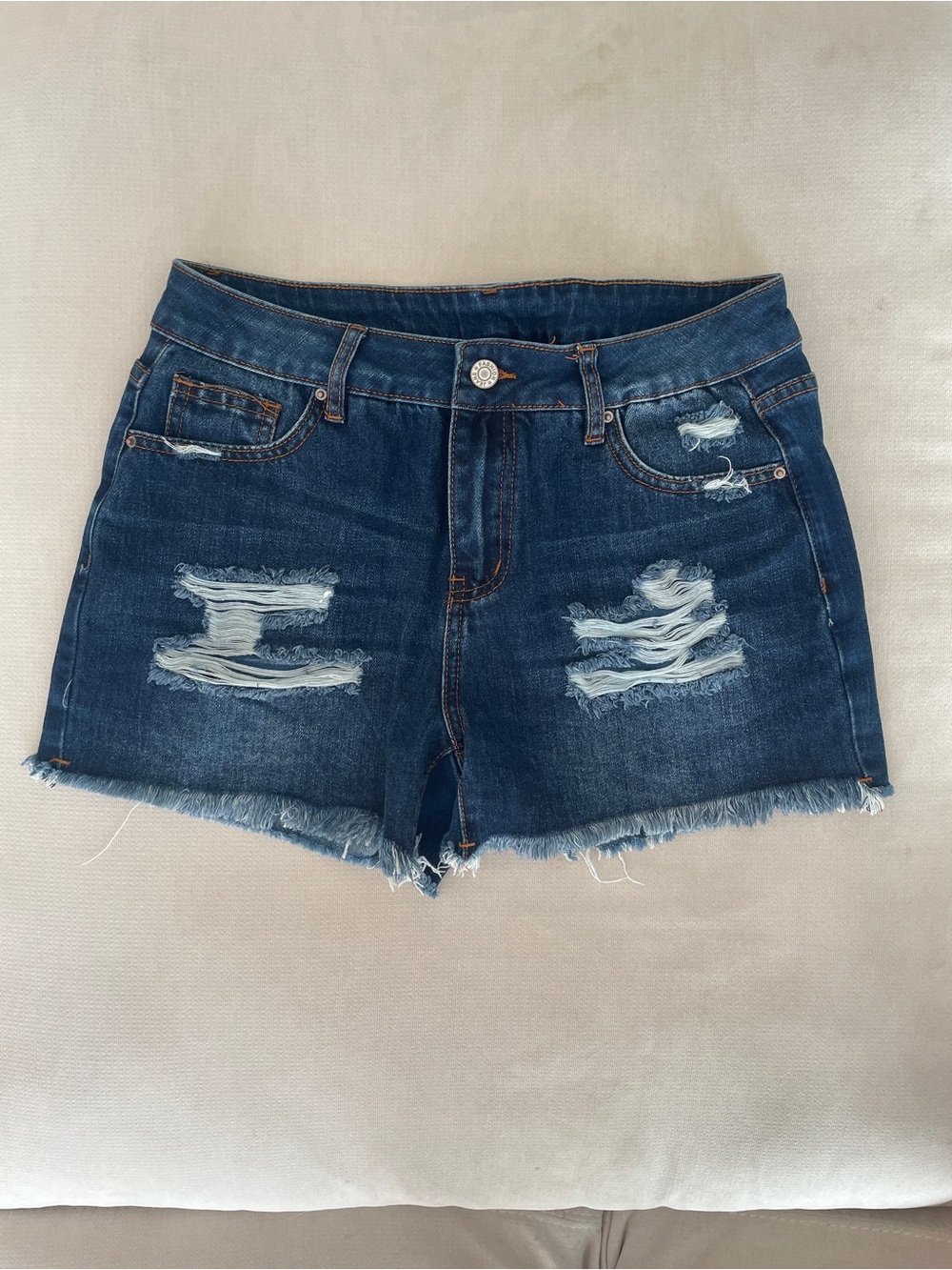 Distressed Dark Blue Denim Women’s Shorts
